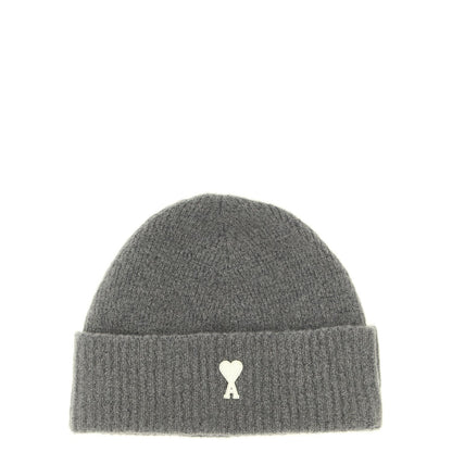 Ami Paris Gray Alpaca Leather Beanie