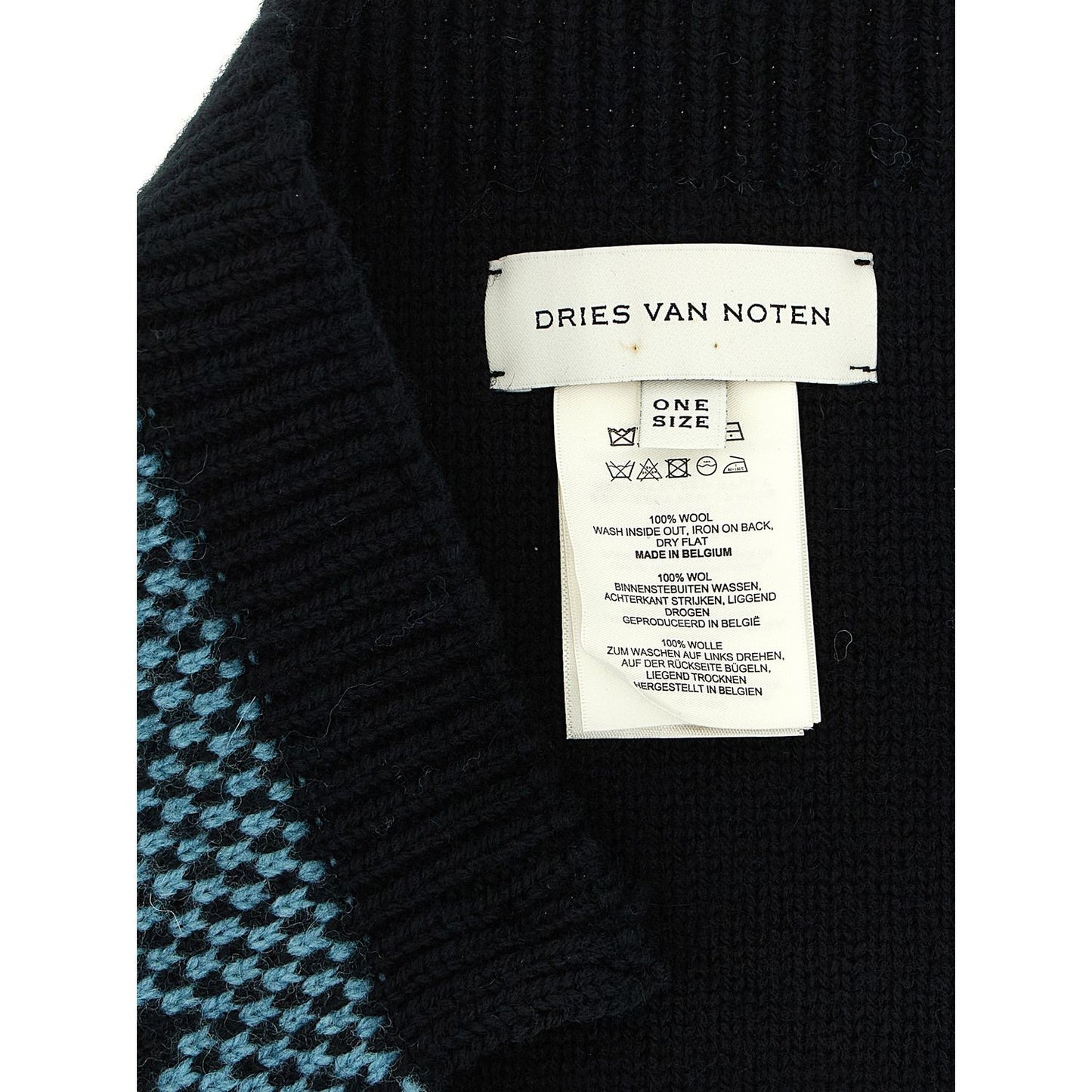 Dries Van Noten Blue Wool Foulard