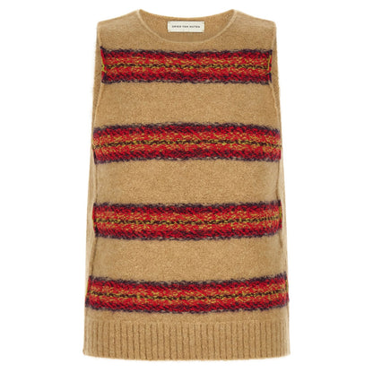 Dries Van Noten Beige Wool Sleeveles Sweater