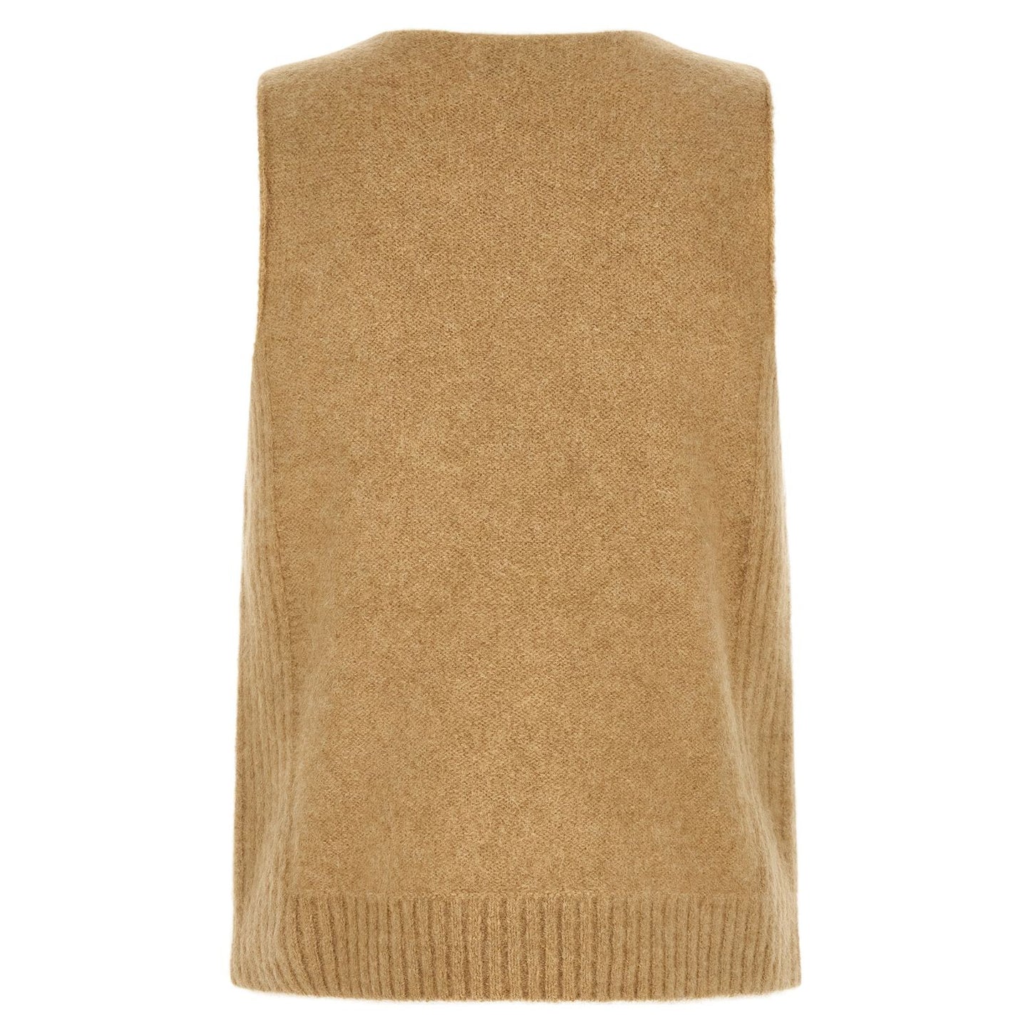 Dries Van Noten Beige Wool Sleeveles Sweater