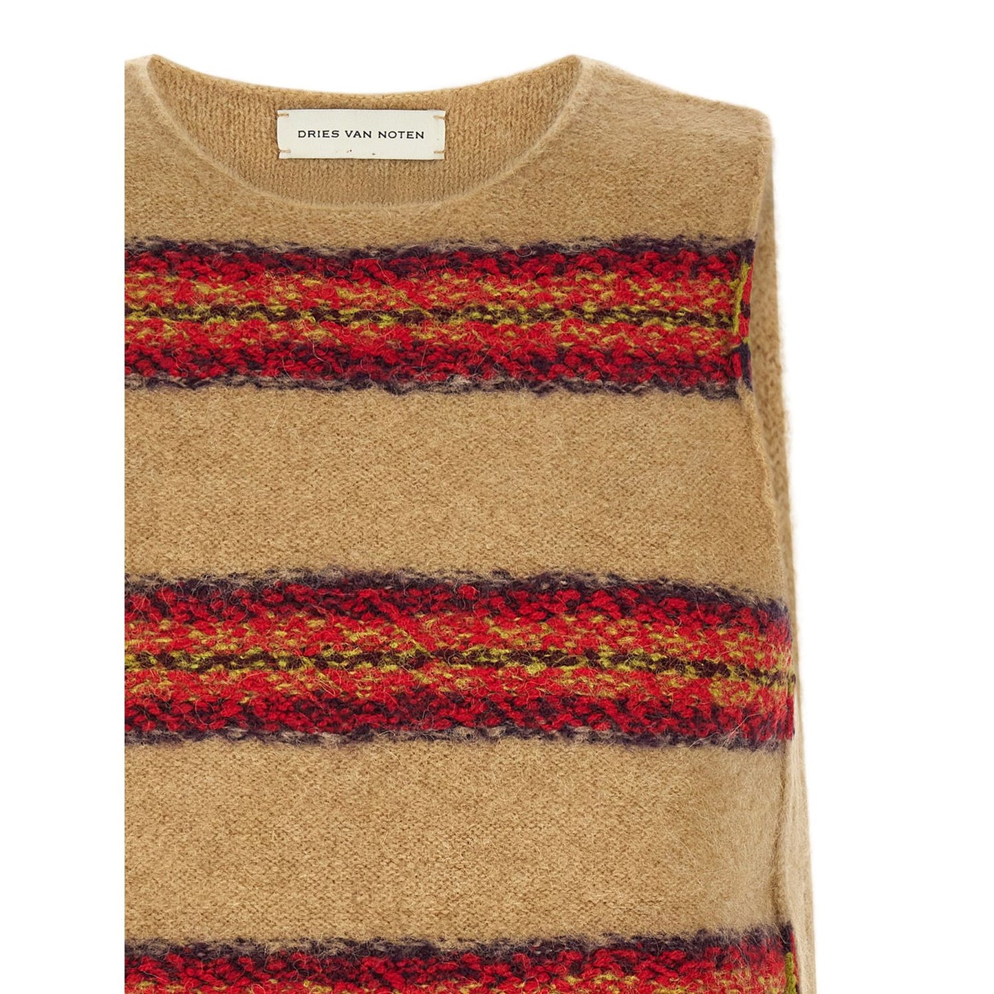 Dries Van Noten Beige Wool Sleeveles Sweater