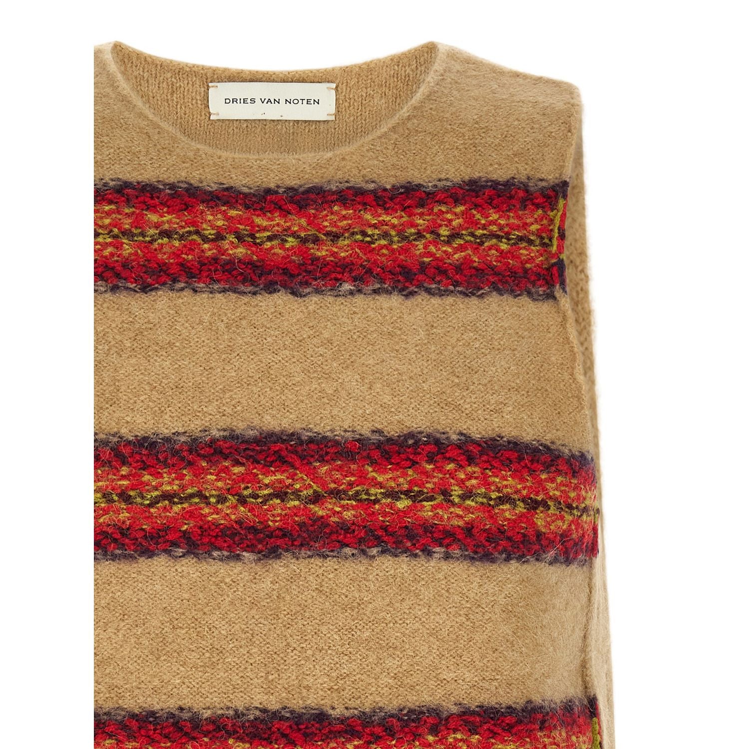 Dries Van Noten Beige Wool Sleeveles Sweater
