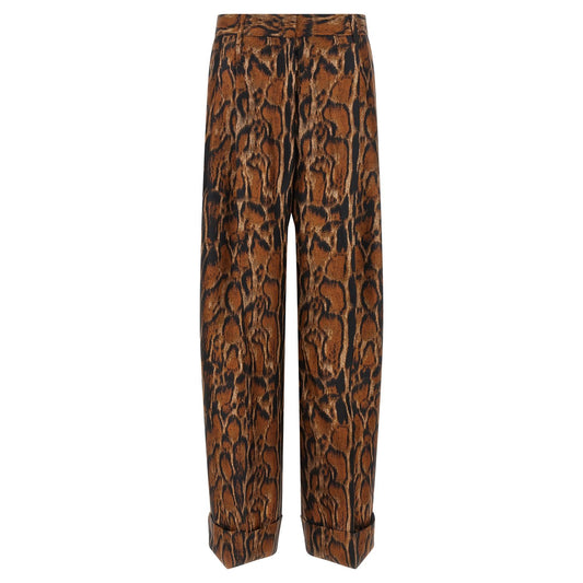Alberto Biani Brown Silk Casual Pants