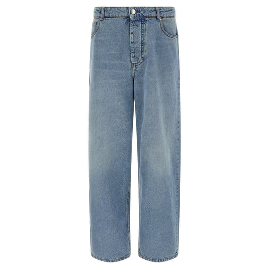 Ami Paris Blue Cotton Relaxed Fit Jeans