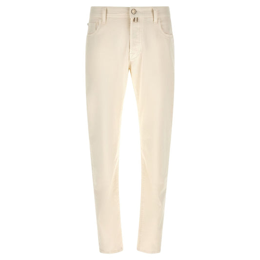 Jacob Cohen White Cotton Tapered Jeans