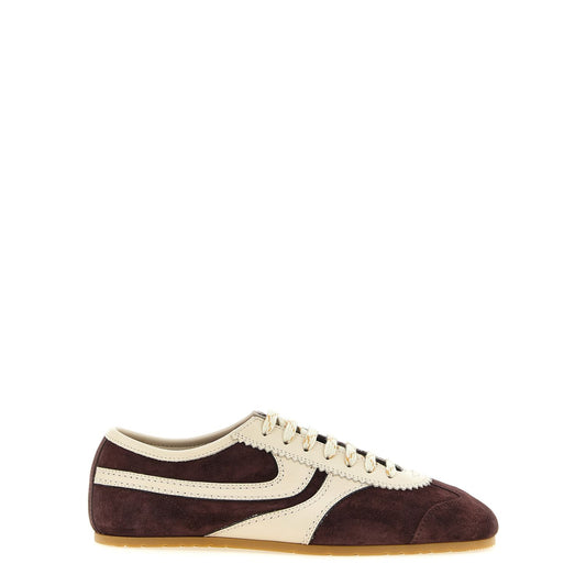 Dries Van Noten Bordeaux Calfskin Low Top Sneakers