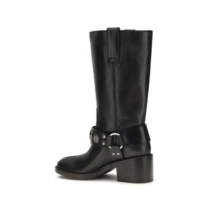 Chloé Black Calf Leather Bos Taurus Flat Boots