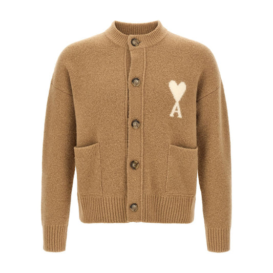 Ami Paris Beige Alpaca Leather Cardigan