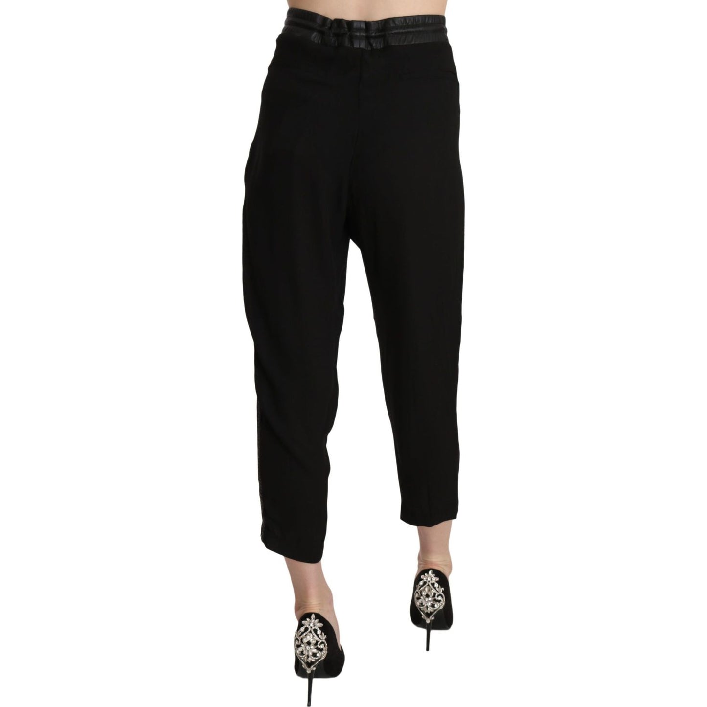 Chic High Waist Cropped Pants in Elegant Black