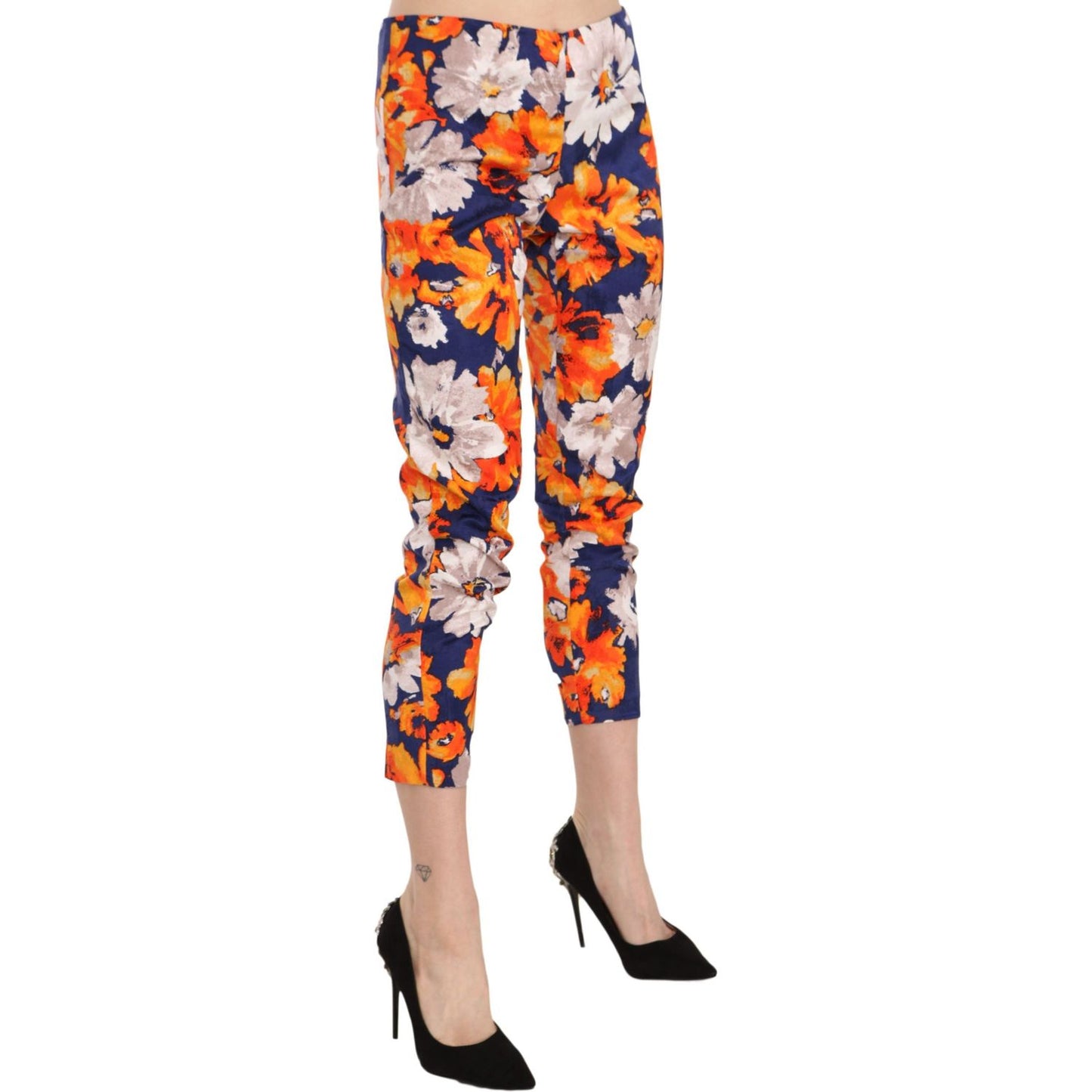 Floral Print Skinny Mid-Waist Pants