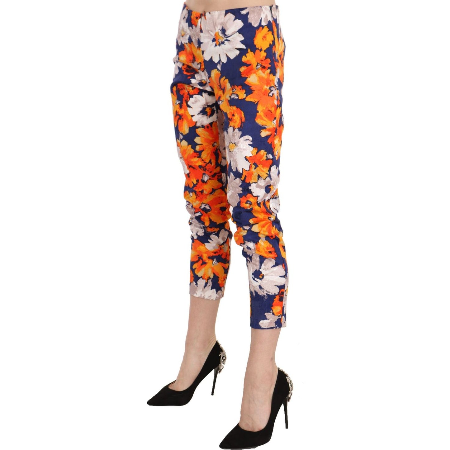 Floral Print Skinny Mid-Waist Pants