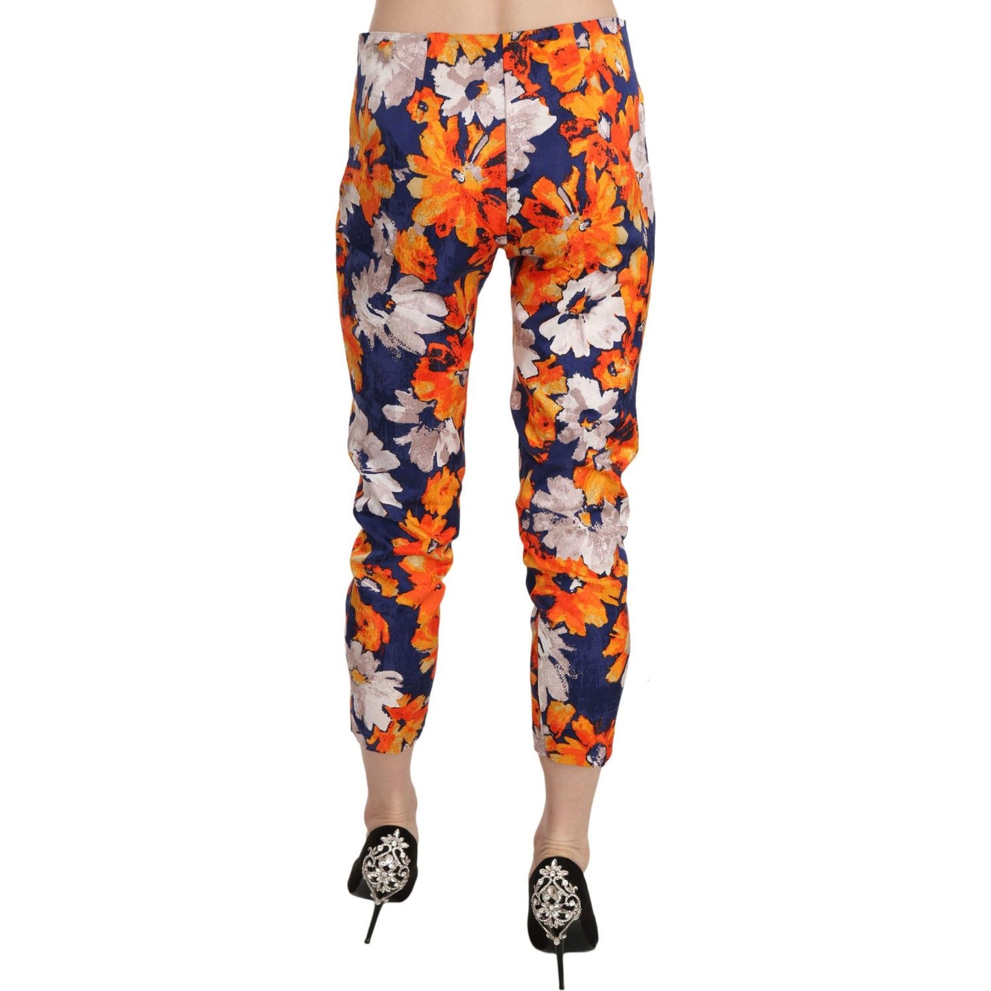 Floral Print Skinny Mid-Waist Pants