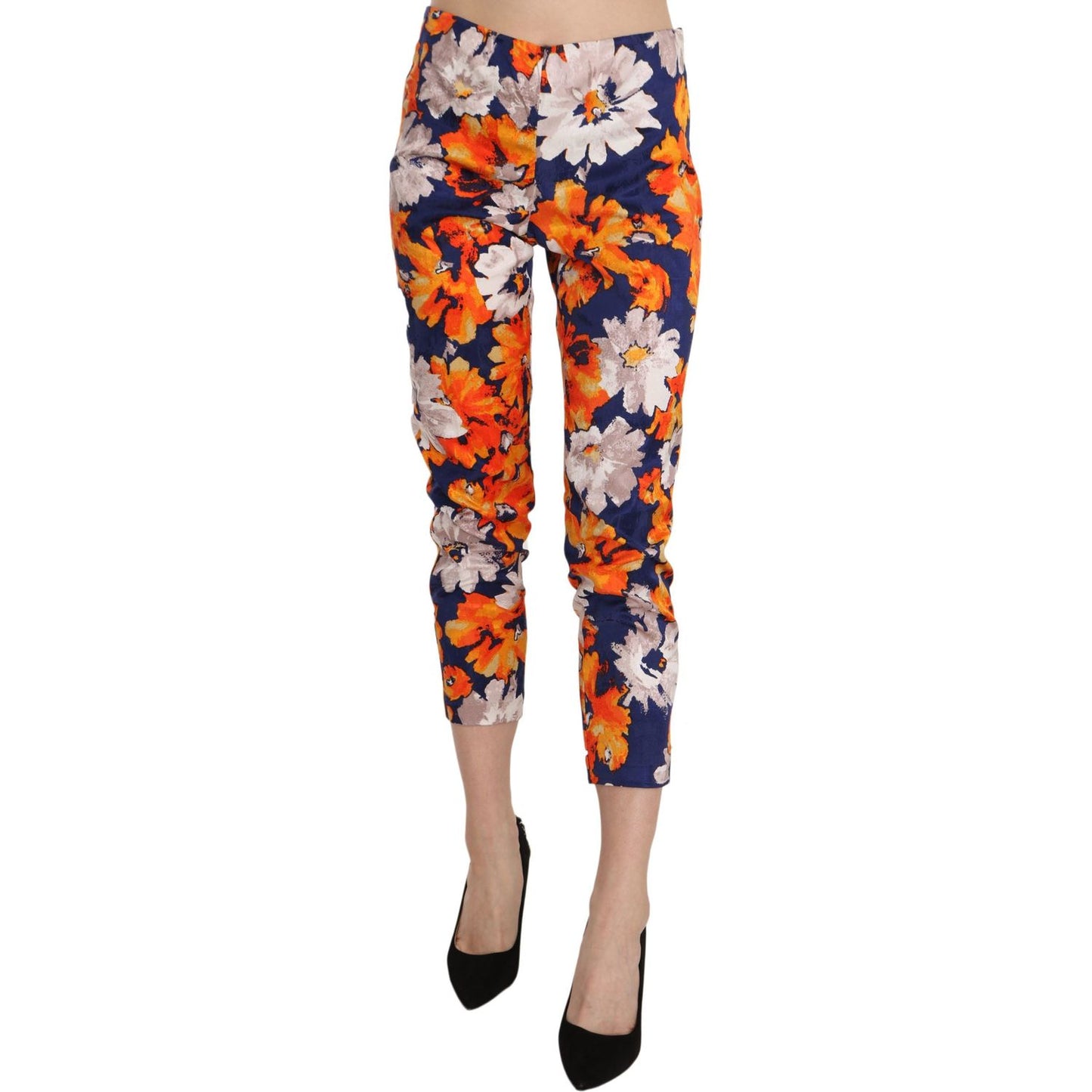 Floral Print Skinny Mid-Waist Pants