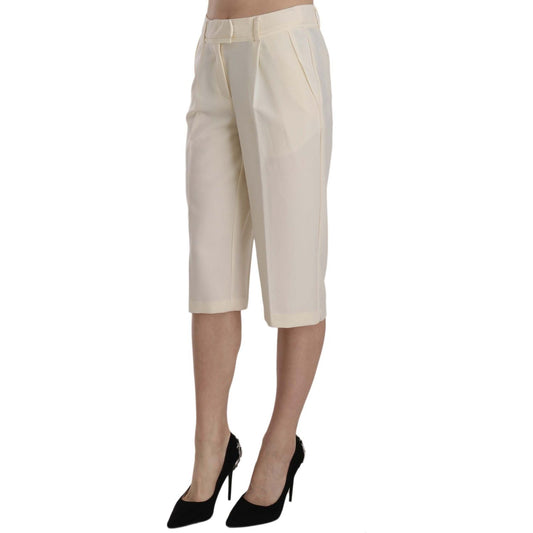 Elegant Straight Cropped Pants in Cream