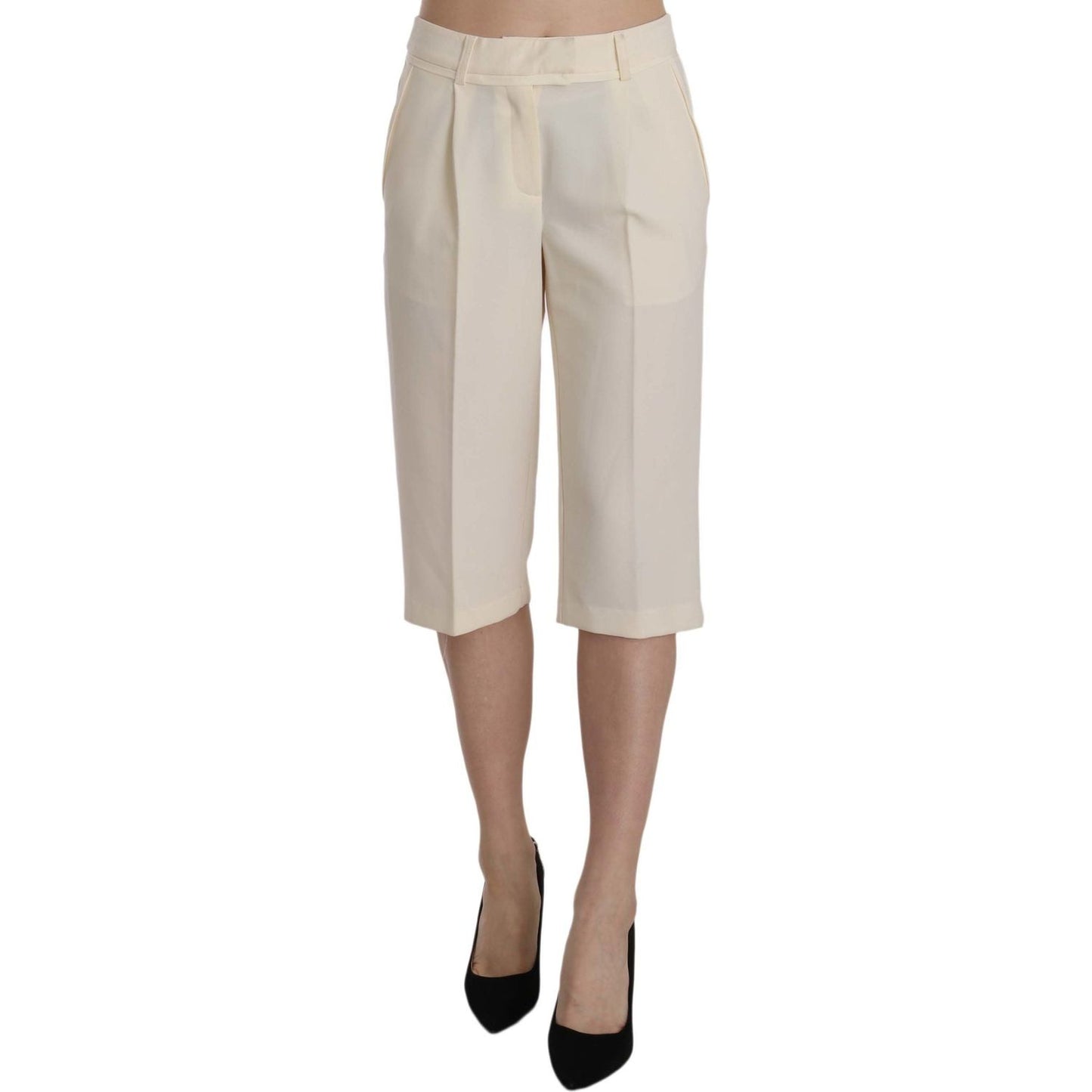 Elegant Straight Cropped Pants in Cream