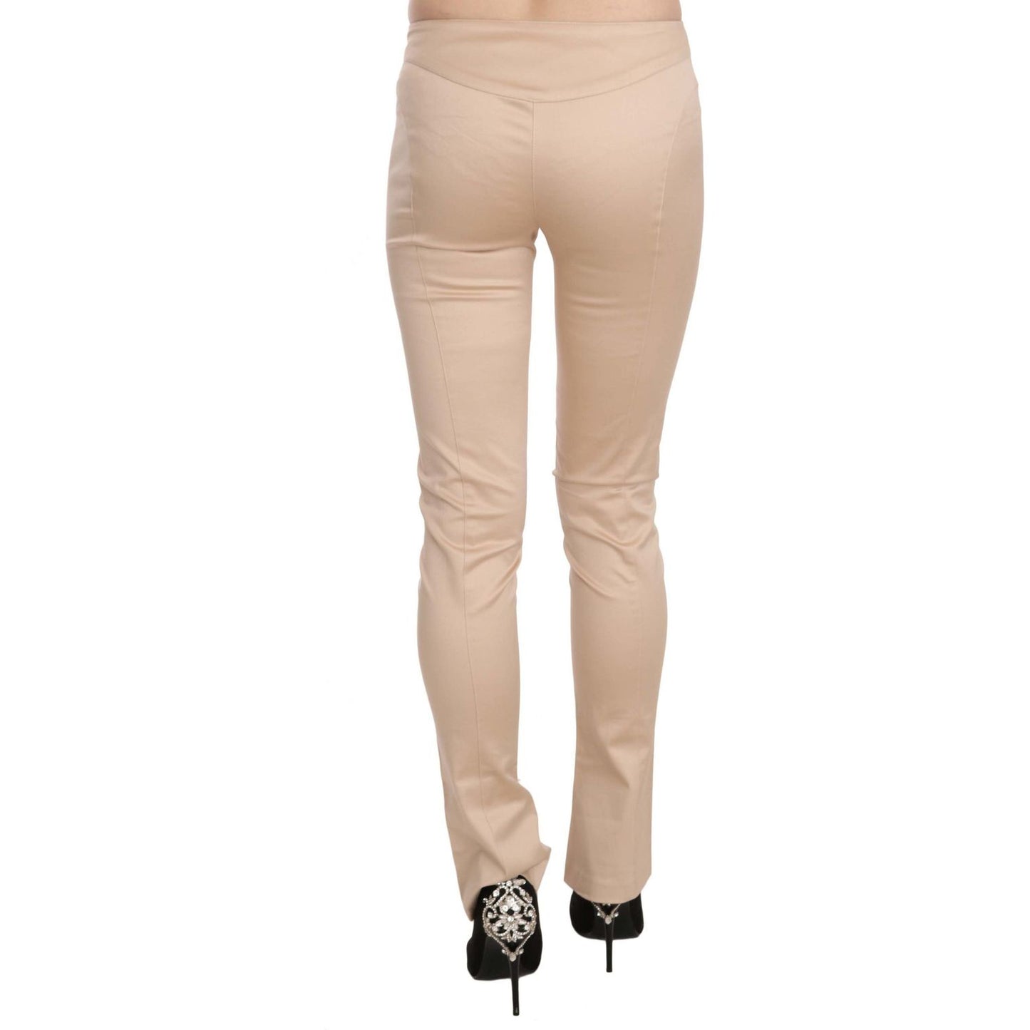 Elegant Cream Low Waist Skinny Trousers