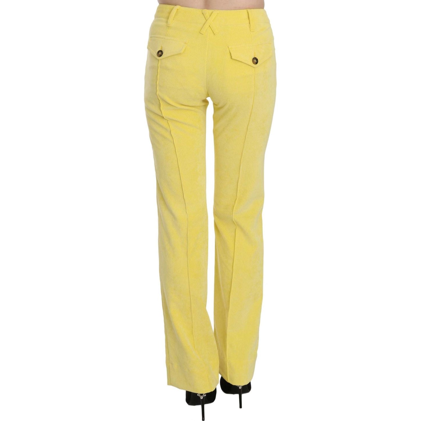 Chic Yellow Corduroy Mid Waist Pants