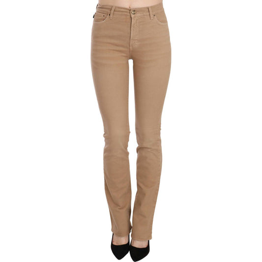 Chic Brown Mid Waist Skinny Trousers