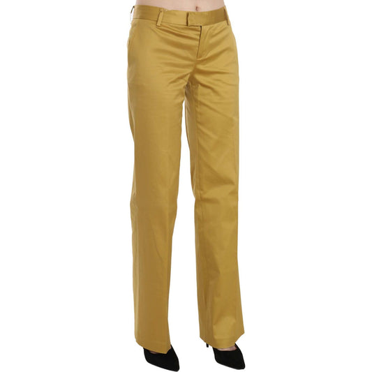 Mustard Mid Waist Tailored Cotton Pants