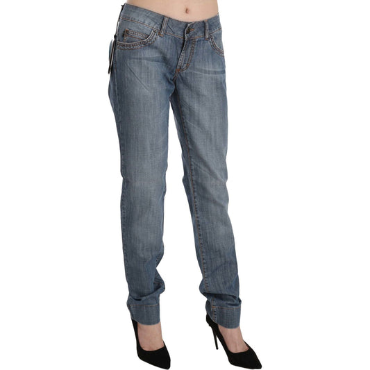 Chic Blue Washed Slim Fit Denim Jeans