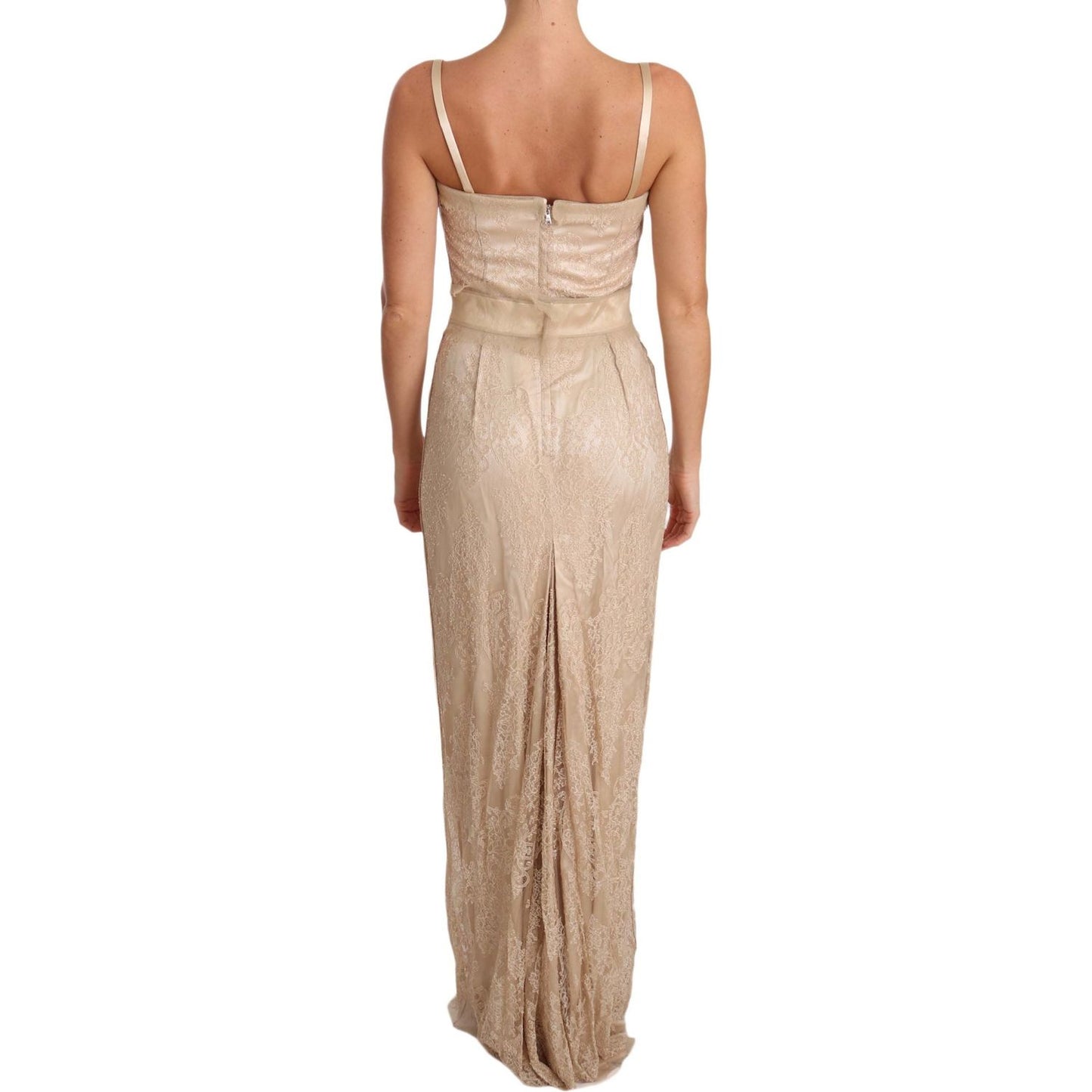 Elegant Beige Sheath Floor-Length Dress