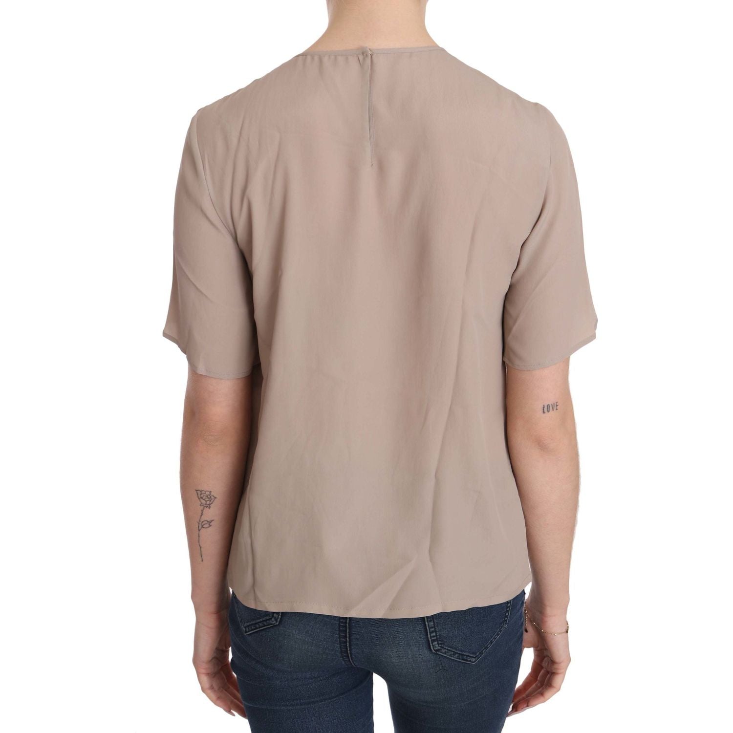 Dolce & Gabbana Beige Crew Neck Short Sleeve Blouse