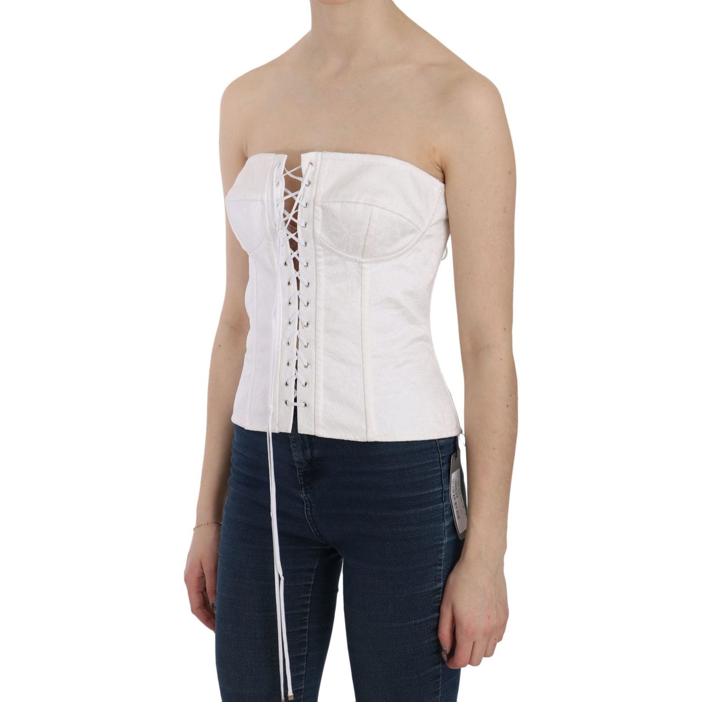 Elegant White Strapless Corset Top