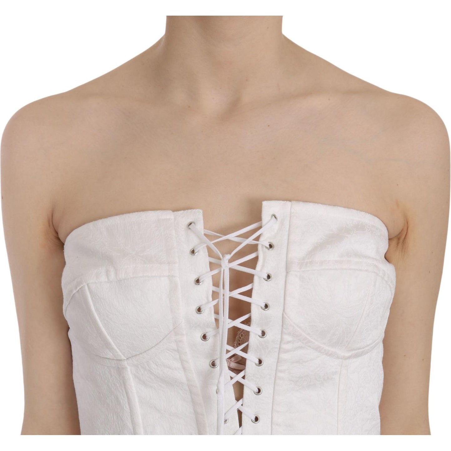 Elegant White Strapless Corset Top