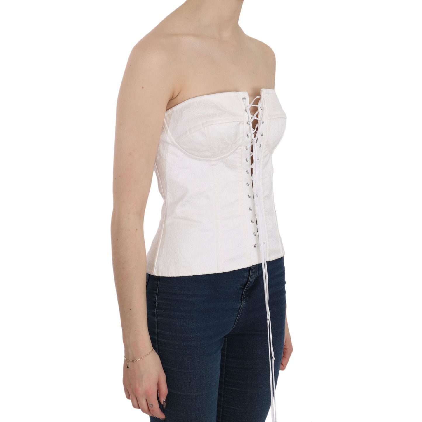 Elegant White Strapless Corset Top