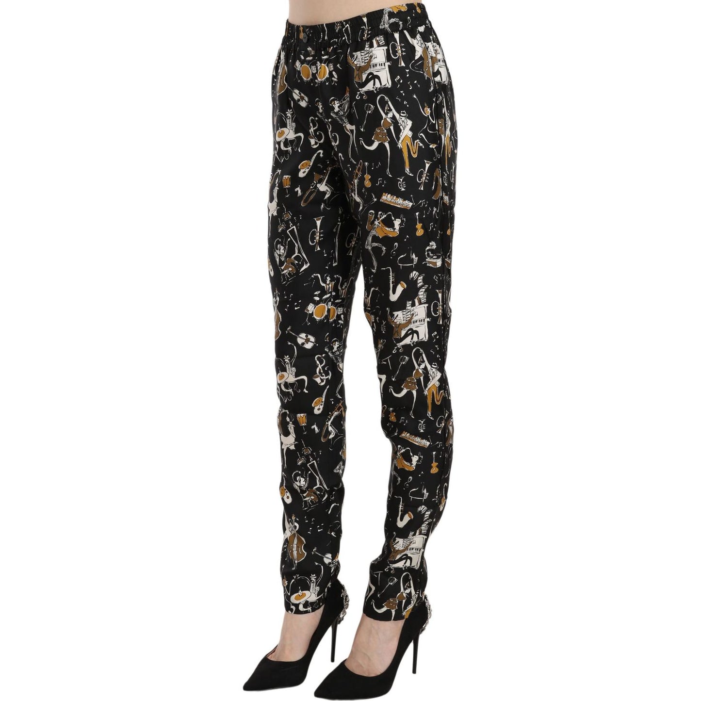 Elegant High Waist Tapered Silk Pants