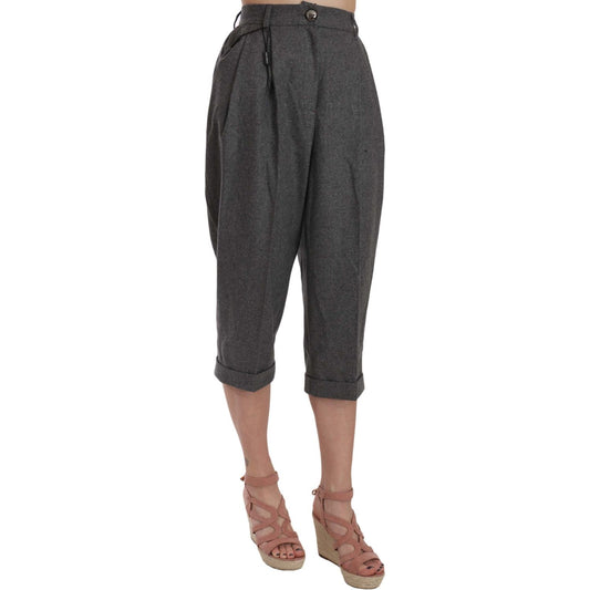 Elegant Gray Wool-Cashmere Pleated Trousers