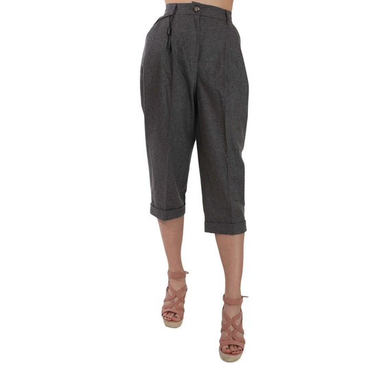 Elegant Gray Wool-Cashmere Pleated Trousers