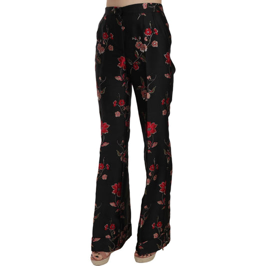 Elegant Floral Print Boot Cut Trousers