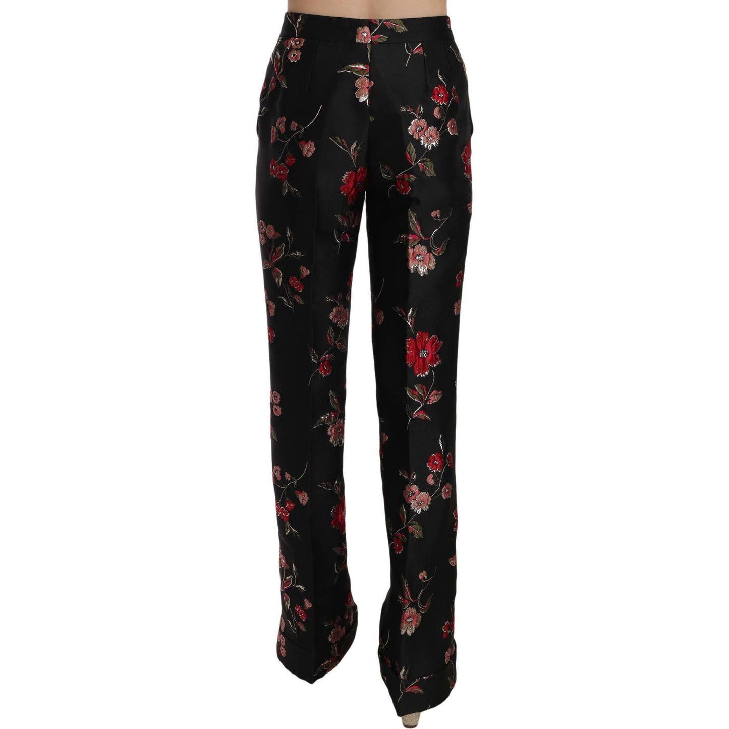 Elegant Floral Print Boot Cut Trousers