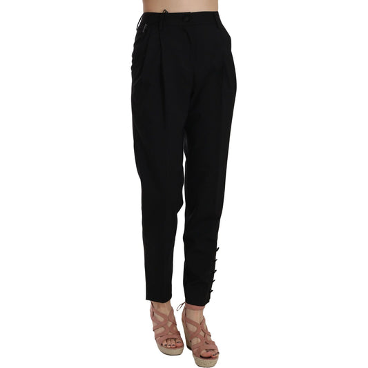 Elegant Pleated Tapered Black Trousers