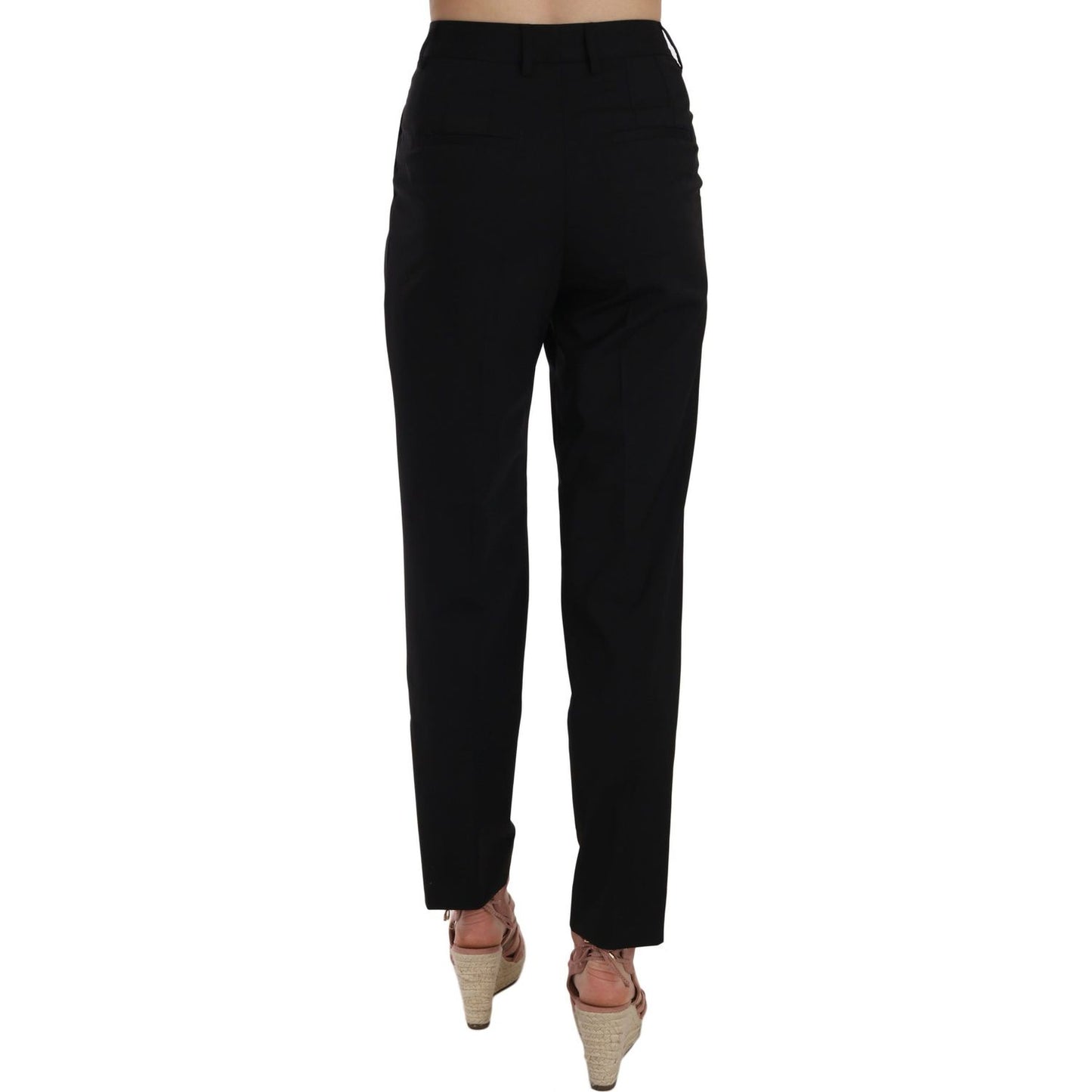 Elegant Pleated Tapered Black Trousers