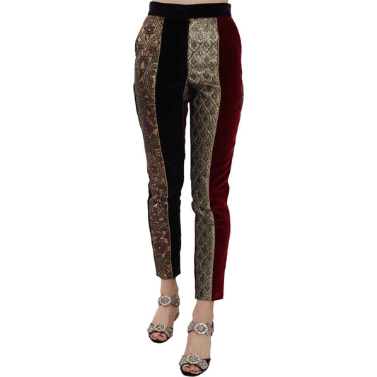 Elegant Multicolor Jacquard Cropped Pants