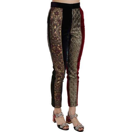 Elegant Multicolor Jacquard Cropped Pants