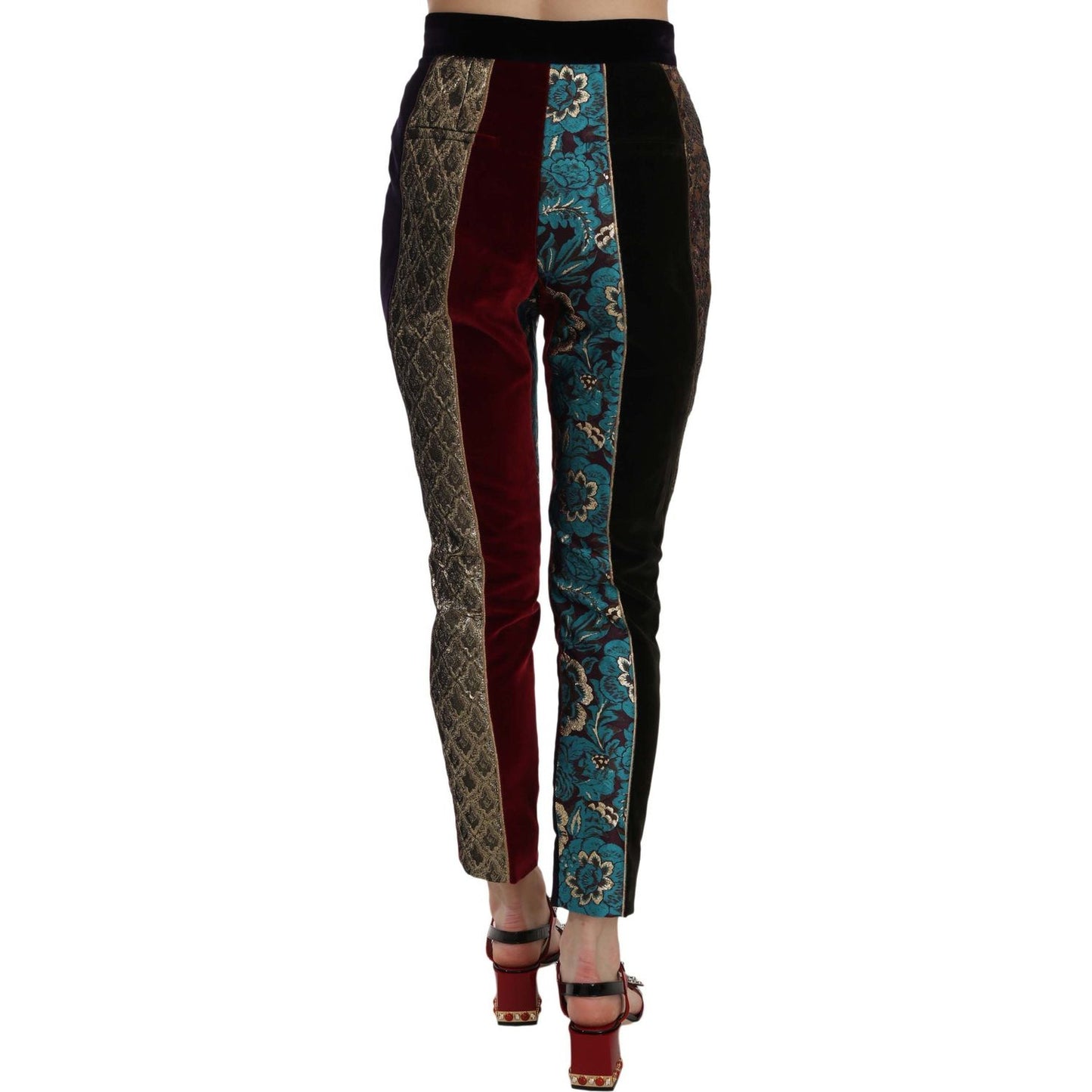 Elegant Multicolor Jacquard Cropped Pants