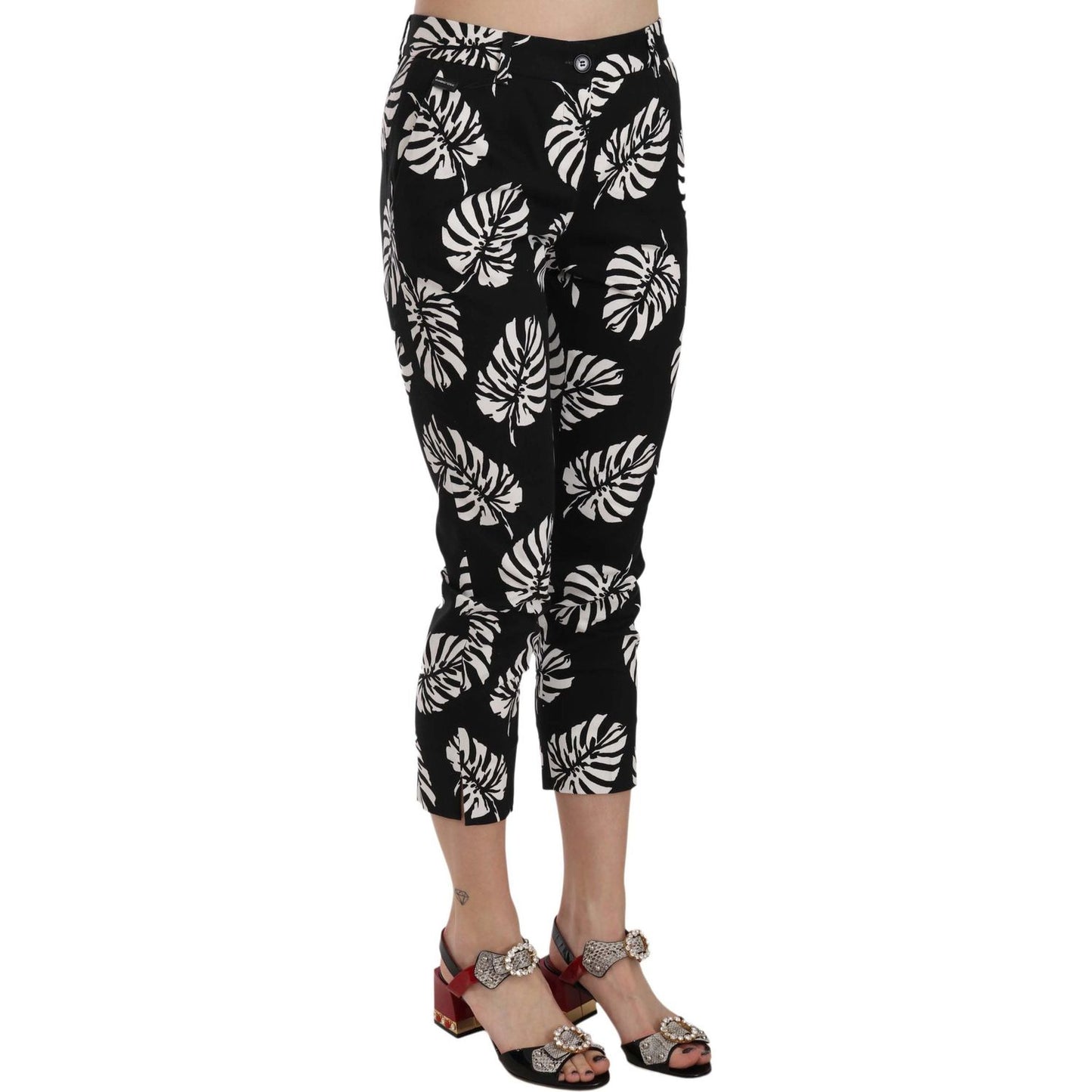 Elegant Skinny Capri With Palm Print