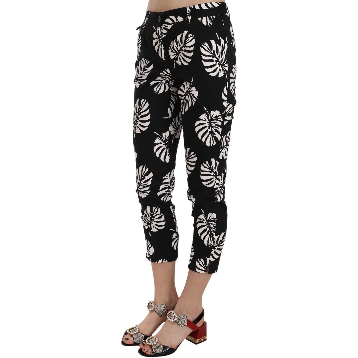 Elegant Skinny Capri With Palm Print