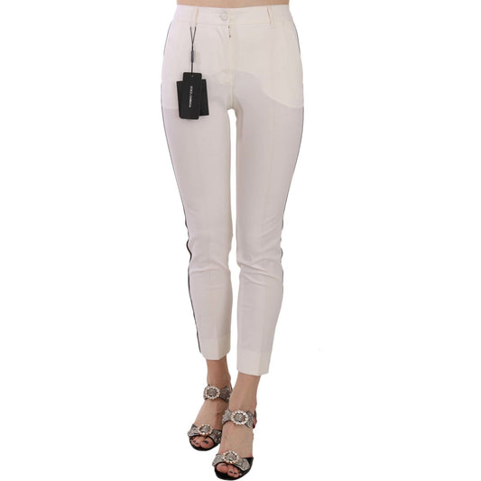 Elegant Side Stripe Cropped Wool Trousers