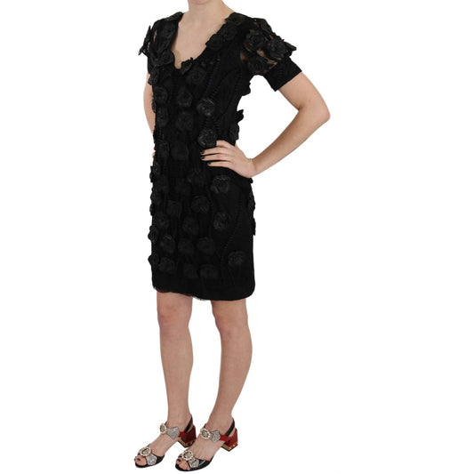 Elegant Black Sheath Silk Dress