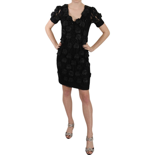 Elegant Black Sheath Silk Dress