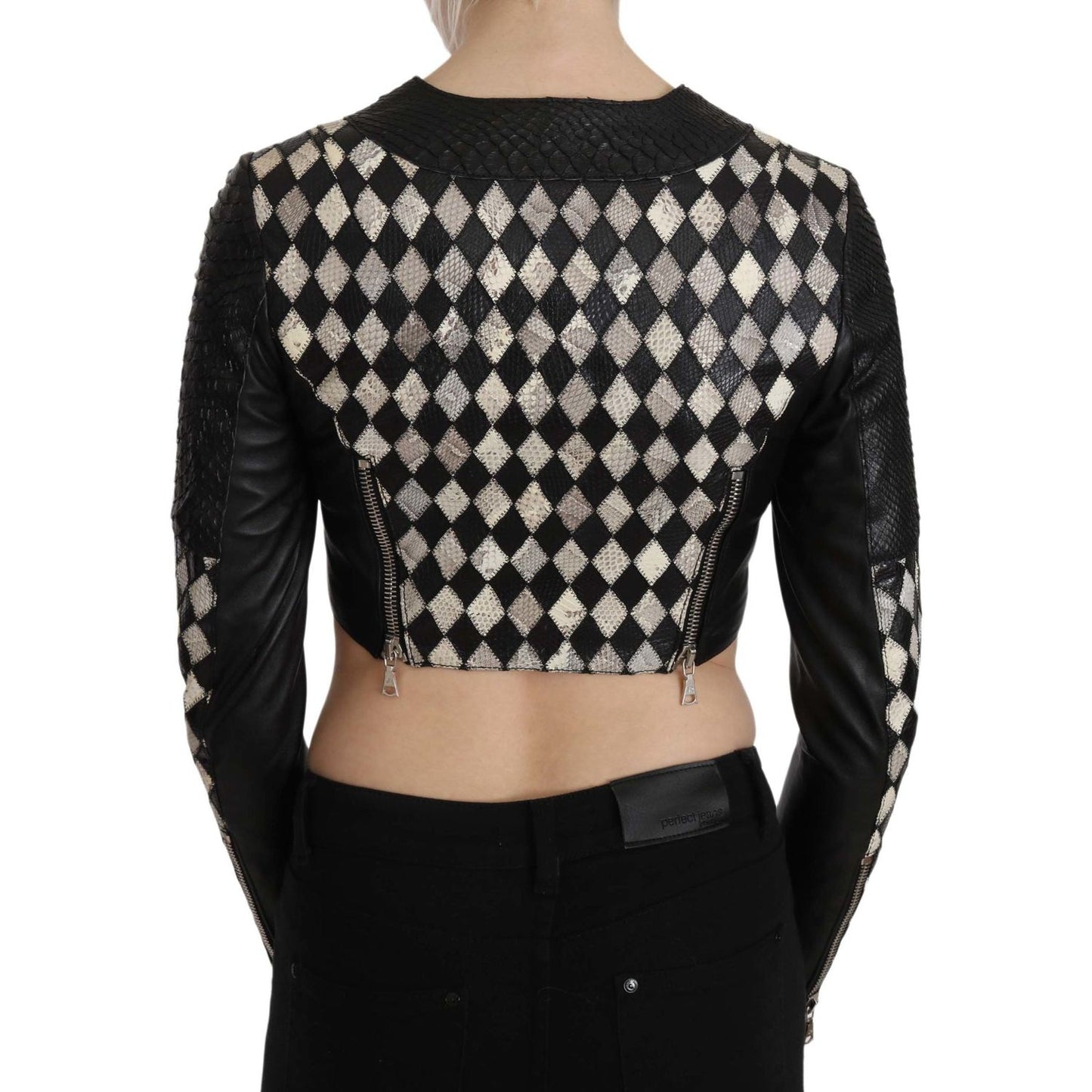 Chic Biker-Inspired Cropped Leather Jacket