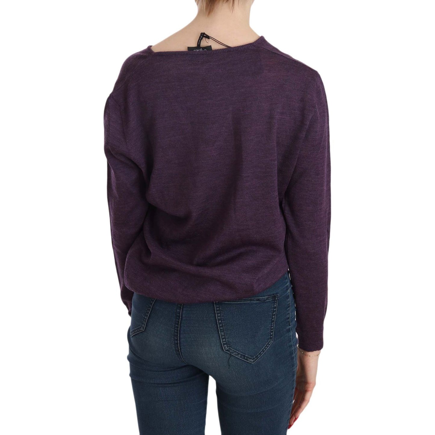 Elegant Purple V-Neck Wool Blouse