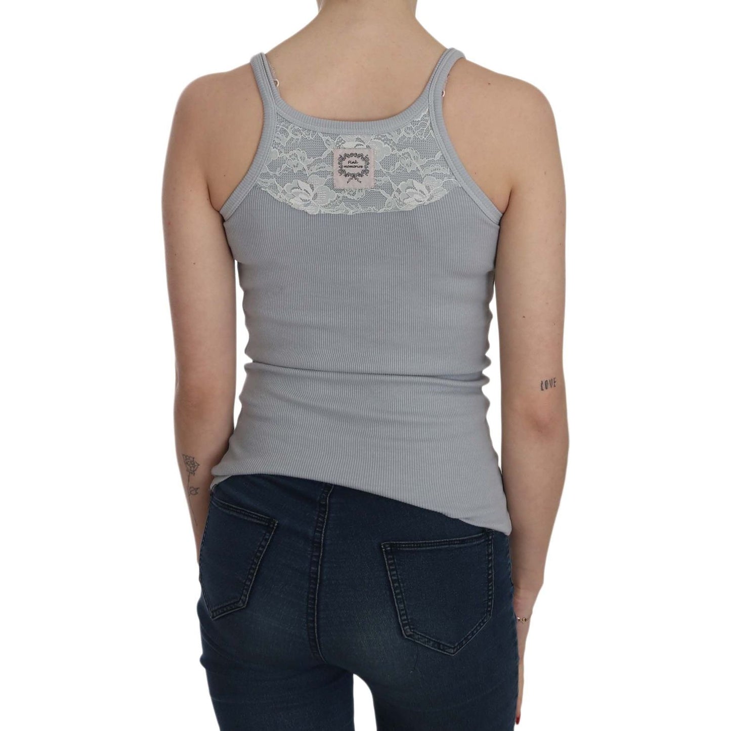 Elegant Sleeveless Light Gray Cotton Blouse