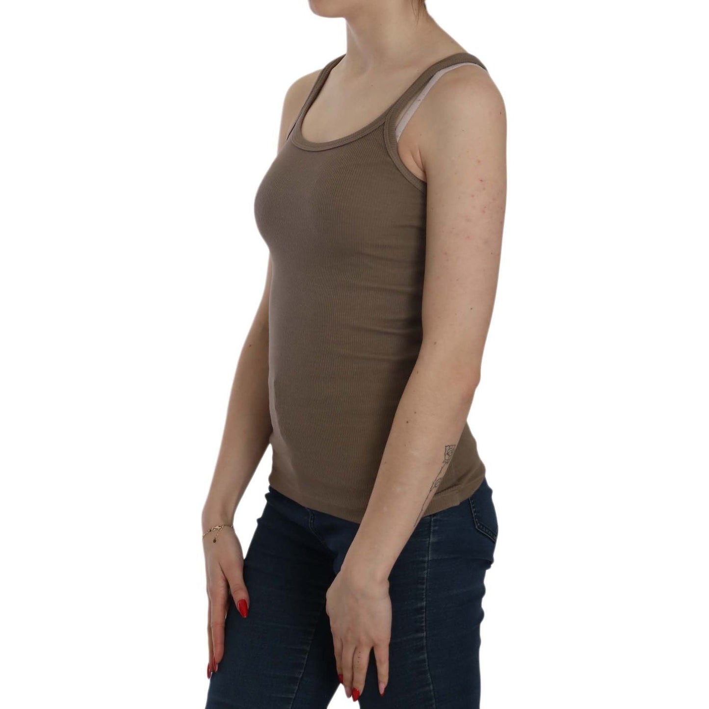 Chic Spaghetti Strap Cotton Top - Earthy Elegance