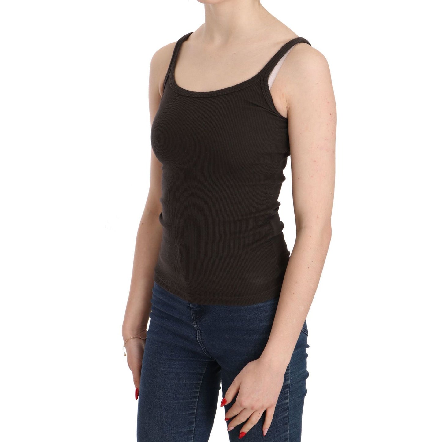 PINK MEMORIES Dark Brown Sleeveless Spaghetti Strap Blouse