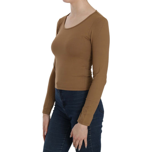 Elegant Brown Fitted Blouse for Sophisticated Evenings